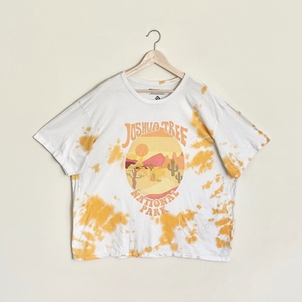 National Park Foundation Joshua Tree Tie Dye Yellow White T Shirt Adult size XXL
